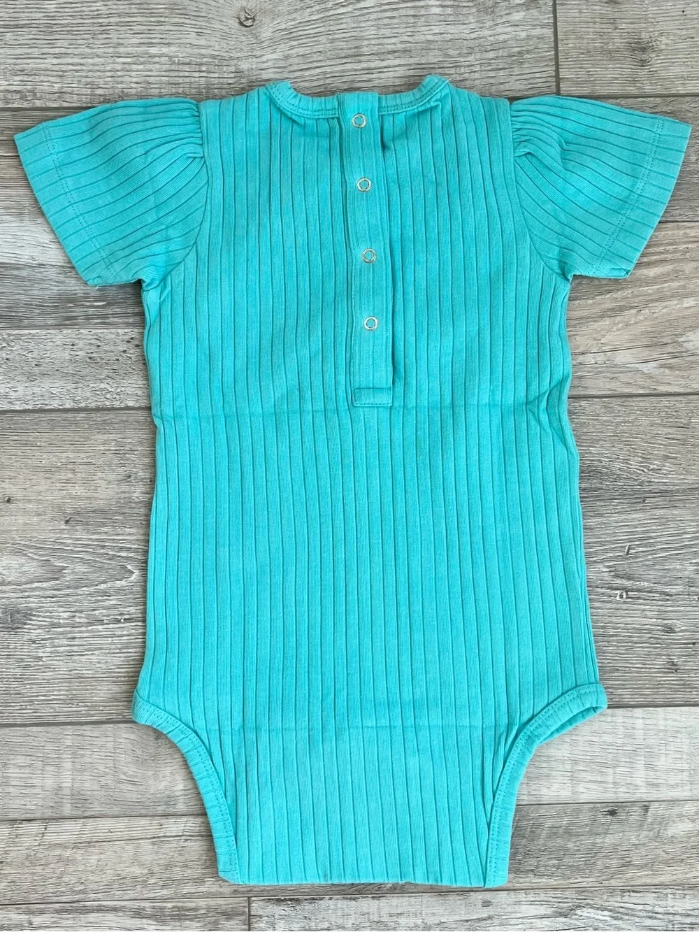 NWT Kate Quinn Turquoise Puff Sleeve Scoop Neck Bodysuit Size 2T